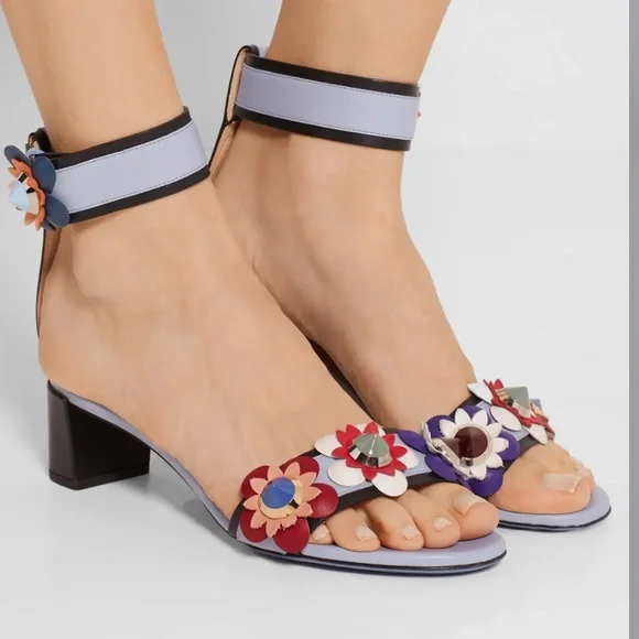 Gorgeous✨FENDI 🌼Flowerland 🌼Colorblock Leather Sandals - Picture 10 of 11